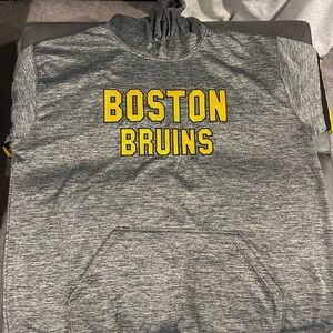 Fanatics Mens Gray and Yellow Boston Bruins Hoodie